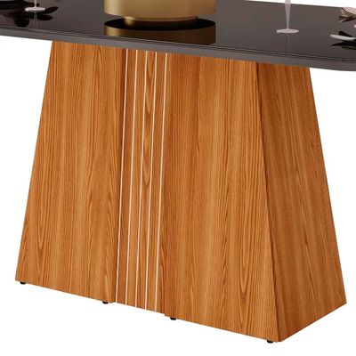 Mesa de Jantar Raquel com Tampo de Vidro 80,6 x 170 x 90cm DJ Móveis Ginger/Preto