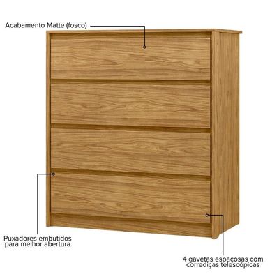 Cômoda Para Quarto 4 Gavetas - Carla Marrocos