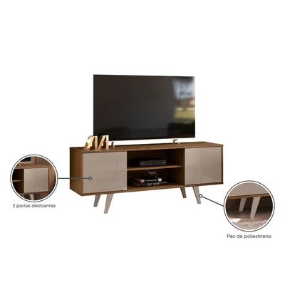 Rack Lisboa 136cm Suporta TV de 55 Polegadas Madetec Fendi/Naturale