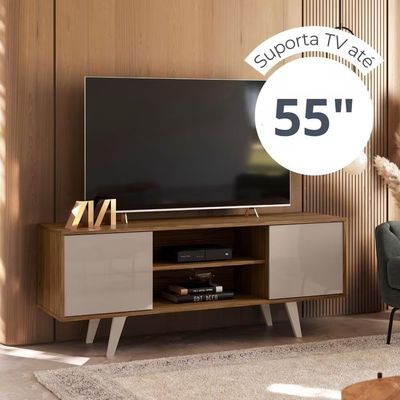 Rack Lisboa 136cm Suporta TV de 55 Polegadas Madetec Fendi/Naturale