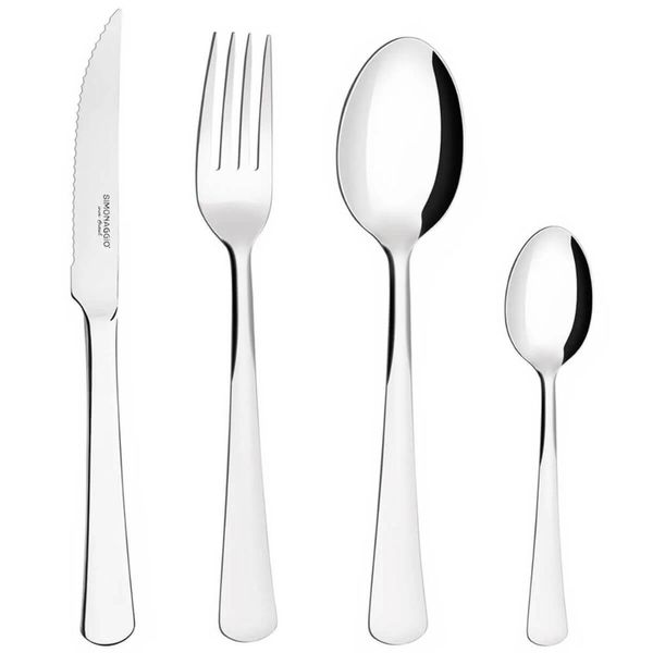 Faqueiro 48 peças Colher Garfo Faca de Mesa Inteiriça Aço In