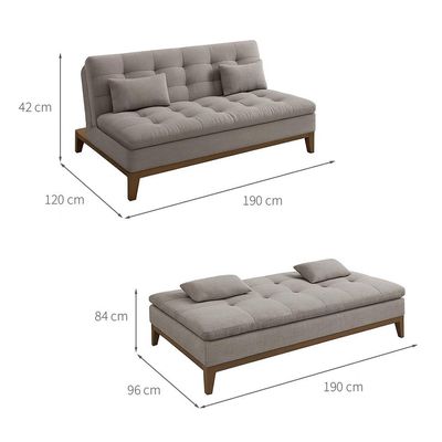 Sofá-Cama Casal 3 Lugares Premium Base e Pés de Madeira Linho Cinza