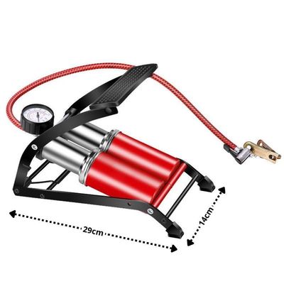 Bomba Ar Dupla Alta Pressao Manometro Compressor Pedal Inflador Encher Bola Boia Colchao Inflavel