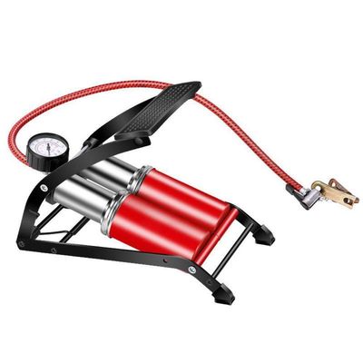 Bomba Ar Dupla Alta Pressao Manometro Compressor Pedal Inflador Encher Bola Boia Colchao Inflavel