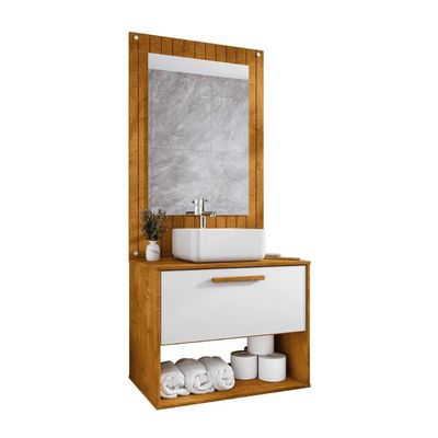 Conjunto Gabinete Com Espelheira Para Banheiro Orion Naturalle Branco