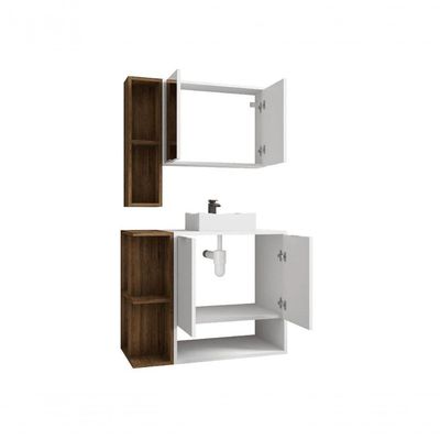 Conjunto Banheiro Gabinete E Espelheira Sardenha Branco Naturalle