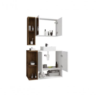 Conjunto Banheiro Gabinete E Espelheira Sardenha Branco Naturalle