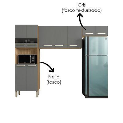 Cozinha 3 Pecas Versalhes 251 Cm Freijo Gris Ktp Freijo Gris