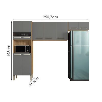 Cozinha 3 Pecas Versalhes 251 Cm Freijo Gris Ktp Freijo Gris