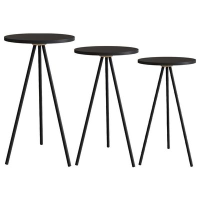Conjunto 3 Mesas Laterais Sala Estar 27957 Preto Artesano Preto