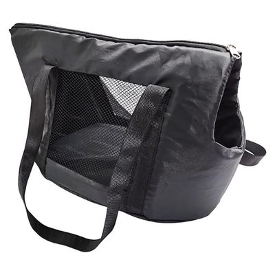 Bolsa Mochila Preta Pet Cachorro Gato Dobrável Viagem Passeio Carro Sacola Alça Ombro