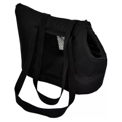 Bolsa Mochila Preta Pet Cachorro Gato Dobrável Viagem Passeio Carro Sacola Alça Ombro