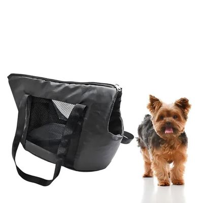 Bolsa Mochila Preta Pet Cachorro Gato Dobrável Viagem Passeio Carro Sacola Alça Ombro