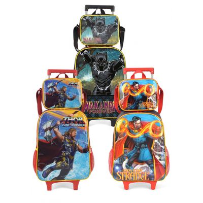 Mochila Lancheira Rodas Infantil Vingadores Luxcel IC38132AG Vermelho