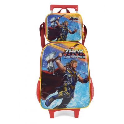 Mochila Lancheira Rodas Infantil Vingadores Luxcel IC38132AG Vermelho