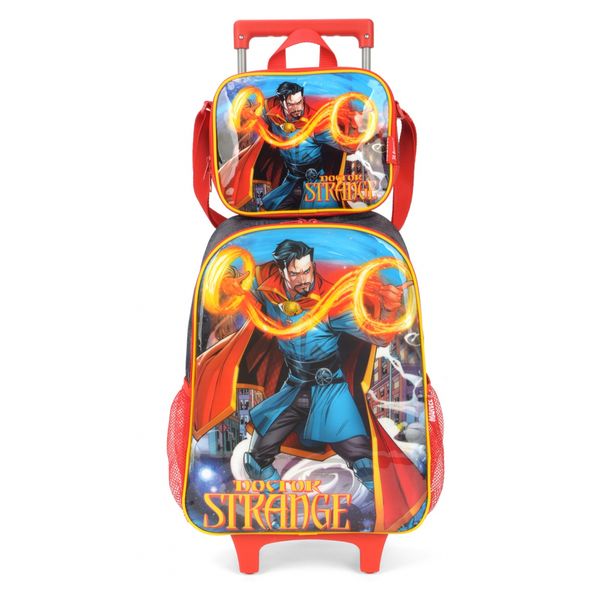 Mochila Lancheira Rodas Infantil Vingadores Luxcel IC38132AG Cinza