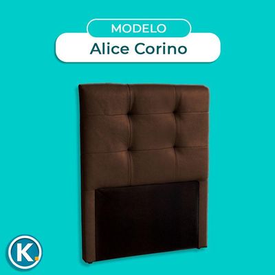 Cabeceira Estofada Solteiro Alice Nature Material Sintético Marrom 88x136