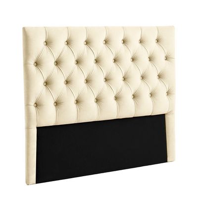 Cabeceira Estofada Queen Luna Nature Veludo Perola 158x136