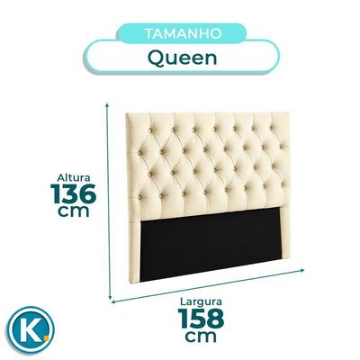 Cabeceira Estofada Queen Luna Nature Veludo Perola 158x136
