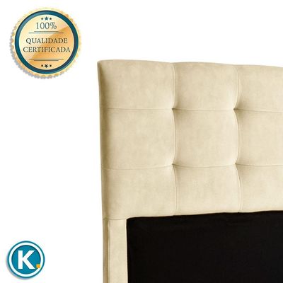 Cabeceira Estofada Casal Alice Nature Veludo Perola 138x136