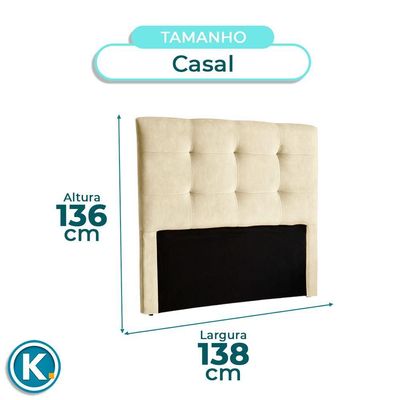 Cabeceira Estofada Casal Alice Nature Veludo Perola 138x136