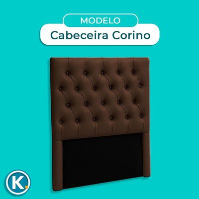 Cabeceira Estofada Solteiro Luna Nature Material Sintético Marrom 88x136