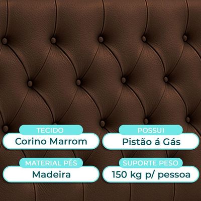 Cabeceira Estofada Solteiro Luna Nature Material Sintético Marrom 88x136