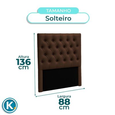Cabeceira Estofada Solteiro Luna Nature Material Sintético Marrom 88x136