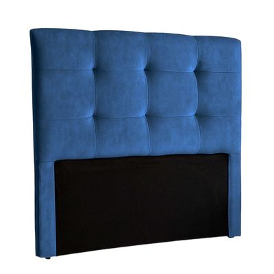 Cabeceira Estofada Queen Alice Nature Veludo Azul 158x136