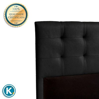 Cabeceira Estofada Casal Alice Nature Material Sintético Preto 138x136
