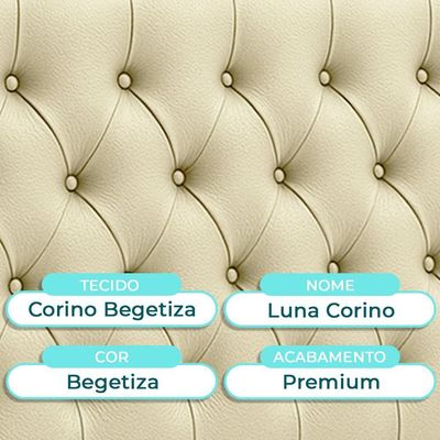 Cabeceira Estofada King Luna Nature Material Sintético Begetiza 193x136