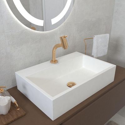 Cuba De Apoio Banheiro Esmeralda Pedra 60x40cm Branco Standard