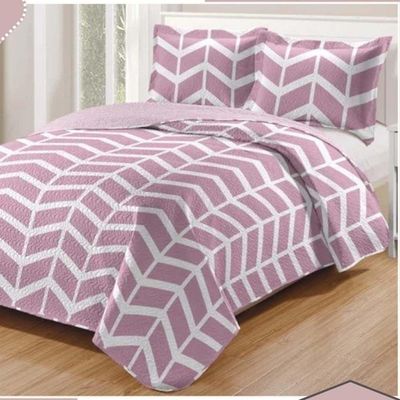 Kit Cobre Leito Colcha Daily King 3 Peças Dupla Face Estampado - Modelo 68 - 100% Poliéster