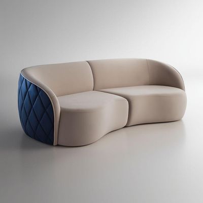 Sofá Organico Modulado Bipartido Curvo 318cm 3 Lugares Viena Linha Premium Veludo E Courino