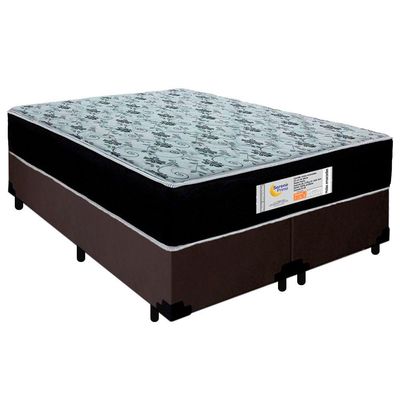 Cama Box Queen Bipartido Suede + Colchão Molas Ensacadas Sereneprime Sonnolux 158x198x65 Cor:marrom