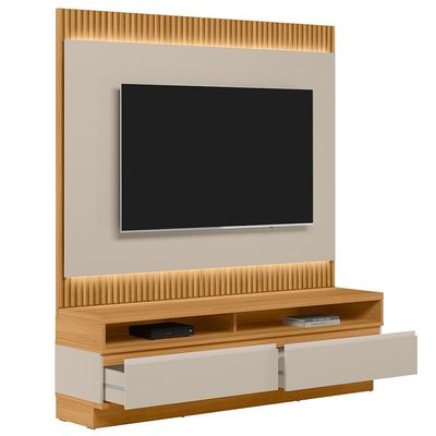 Rack Para Sala Com Painel Para Tv 70 Pol Led 180cm Spencer L05 Tauari Off White Fosco - Lyam Decor