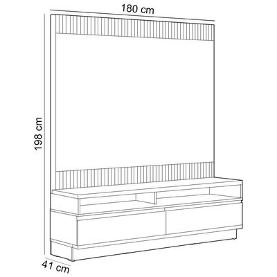 Rack Para Sala Com Painel Para Tv 70 Pol Led 180cm Spencer L05 Tauari Off White Fosco - Lyam Decor