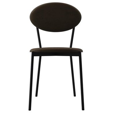 Kit 08 Cadeiras Estofada Para Sala De Jantar Azuri Preto C01 Veludo Marrom Sand - Lyam Decor