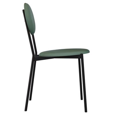 Kit 06 Cadeiras Estofada Para Sala De Jantar Azuri Preto C01 Courino Verde Sálvia - Lyam Decor