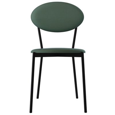 Kit 06 Cadeiras Estofada Para Sala De Jantar Azuri Preto C01 Courino Verde Sálvia - Lyam Decor