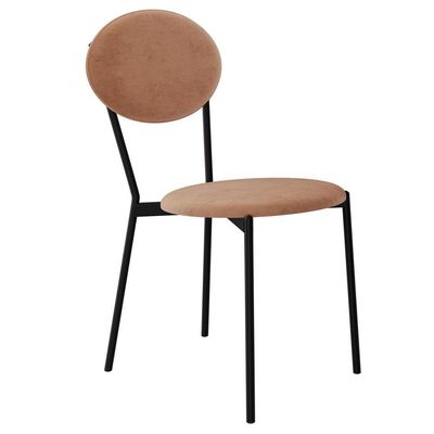 Kit 03 Cadeiras Estofada Para Sala De Jantar Azuri Preto C01 Veludo Bege - Lyam Decor