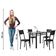 Conjunto De Mesa Sala De Jantar Sara Com 4 Cadeiras Tubular Granito 1,20m Artefamol Preto