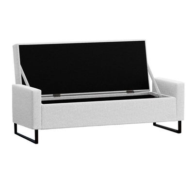 Recamier Bau Paris Base De Metal 1,20m Suede Branco - Inova Decorações