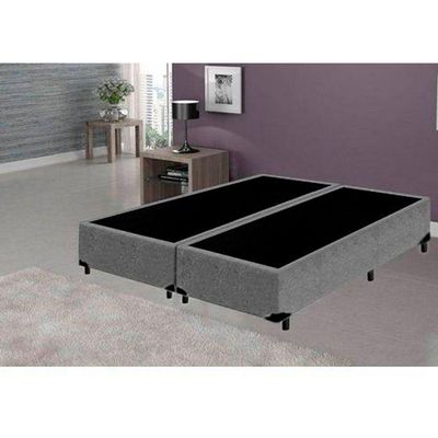 Base Box Queen Bipartido Homequeen Suede Cinza 40x158x198