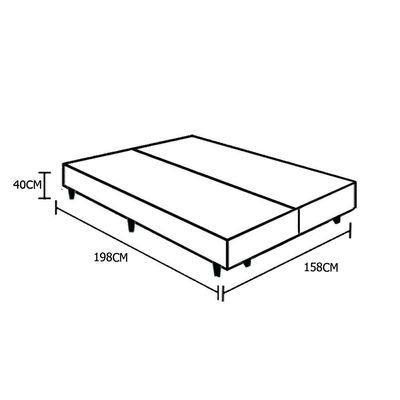 Base Box Queen Bipartido Homequeen Suede Cinza 40x158x198