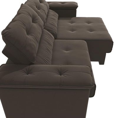 Sofá Cama Kappesberg Stelo Suede Café 230cm