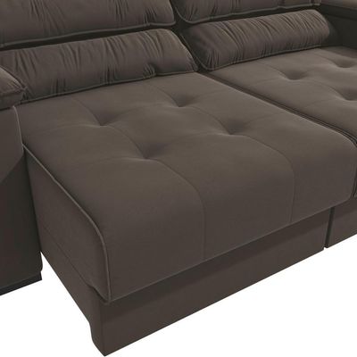 Sofá Cama Kappesberg Stelo Suede Café 230cm