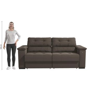 Sofá Cama Kappesberg Stelo Suede Café 230cm