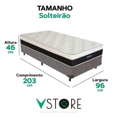 Cama Box Solteirão Cinza E Colchão Dallas Molas Vstore