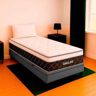 Cama Box Solteirão Cinza E Colchão Dallas Molas Vstore